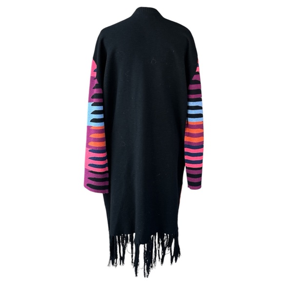 Mara Hoffman Knit Fringe Cardigan Black/Pink/Purple/Blue OS - Picture 4 of 7
